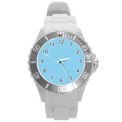 Oktoberfest Bavarian Blue Mini Houndstooth Check Round Plastic Sport Watch (L)