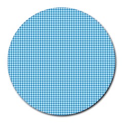 Oktoberfest Bavarian Blue Houndstooth Check Round Mousepads by PodArtist