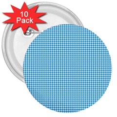 Oktoberfest Bavarian Blue Houndstooth Check 3  Buttons (10 Pack)  by PodArtist