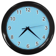 Oktoberfest Bavarian Blue Houndstooth Check Wall Clock (black) by PodArtist