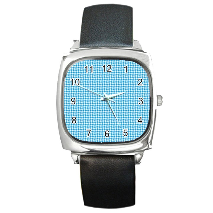 Oktoberfest Bavarian Blue Houndstooth Check Square Metal Watch