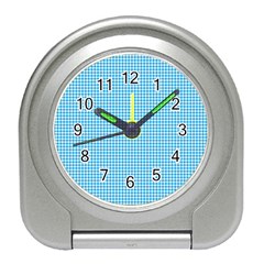 Oktoberfest Bavarian Blue Houndstooth Check Travel Alarm Clock by PodArtist