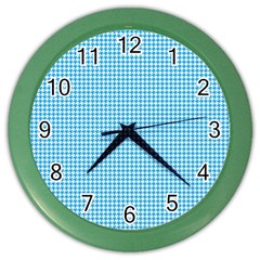 Oktoberfest Bavarian Blue Houndstooth Check Color Wall Clock by PodArtist