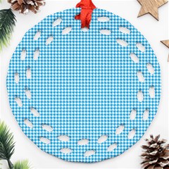 Oktoberfest Bavarian Blue Houndstooth Check Ornament (round Filigree) by PodArtist