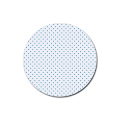 Mini Oktoberfest Bavarian Blue Polkadots On White Rubber Round Coaster (4 Pack)  by PodArtist