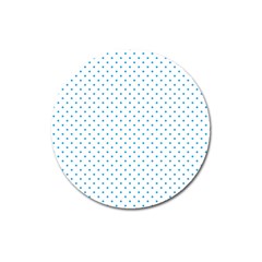 Mini Oktoberfest Bavarian Blue Polkadots On White Magnet 3  (round) by PodArtist