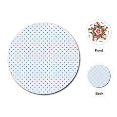 Mini Oktoberfest Bavarian Blue Polkadots On White Playing Cards (round) by PodArtist