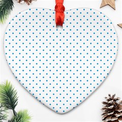 Mini Oktoberfest Bavarian Blue Polkadots On White Heart Ornament (two Sides) by PodArtist