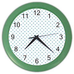 Mini Oktoberfest Bavarian Blue Polkadots On White Color Wall Clock by PodArtist