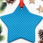 Mini White Polkadots on Oktoberfest Bavarian Blue Ornament (Star) Front