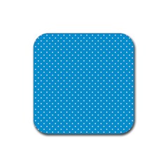 Mini White Polkadots On Oktoberfest Bavarian Blue Rubber Coaster (square)  by PodArtist