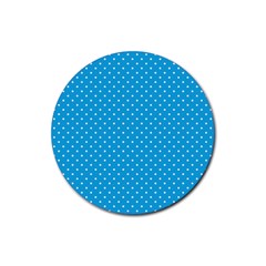 Mini White Polkadots On Oktoberfest Bavarian Blue Rubber Coaster (round)  by PodArtist