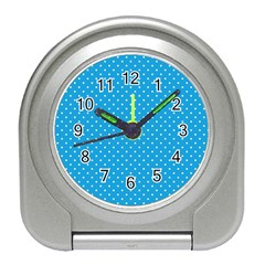 Mini White Polkadots On Oktoberfest Bavarian Blue Travel Alarm Clock by PodArtist