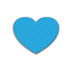 Mini White Polkadots On Oktoberfest Bavarian Blue Heart Coaster (4 Pack)  by PodArtist