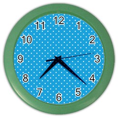 Mini White Polkadots On Oktoberfest Bavarian Blue Color Wall Clock by PodArtist