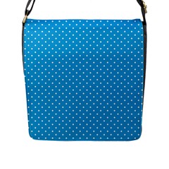 Mini White Polkadots On Oktoberfest Bavarian Blue Flap Closure Messenger Bag (l) by PodArtist