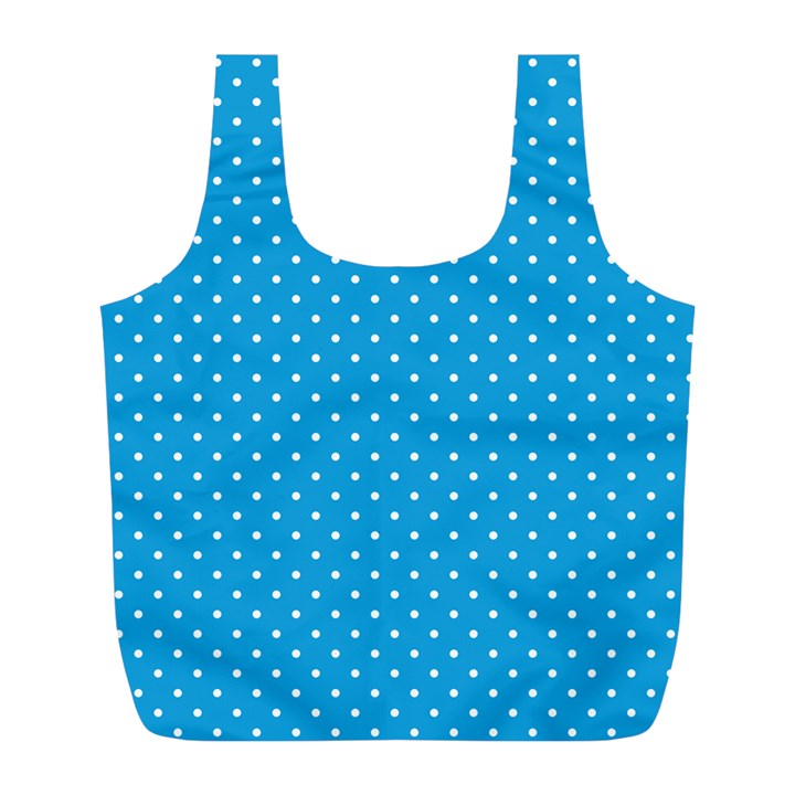 Mini White Polkadots on Oktoberfest Bavarian Blue Full Print Recycle Bag (L)