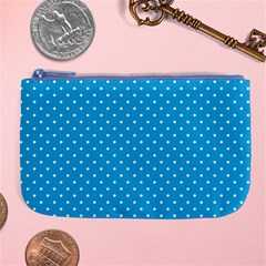 Mini White Polkadots On Oktoberfest Bavarian Blue Large Coin Purse by PodArtist