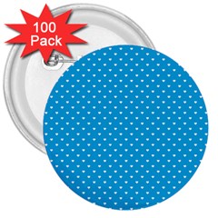 Mini White Love Hearts On  Oktoberfest Bavarian Blue 3  Buttons (100 Pack)  by PodArtist