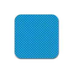 Mini White Love Hearts On  Oktoberfest Bavarian Blue Rubber Square Coaster (4 Pack)  by PodArtist