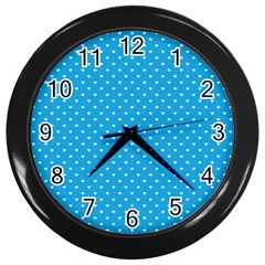 Mini White Love Hearts On  Oktoberfest Bavarian Blue Wall Clock (black) by PodArtist