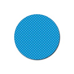 Mini White Love Hearts On  Oktoberfest Bavarian Blue Rubber Coaster (round)  by PodArtist