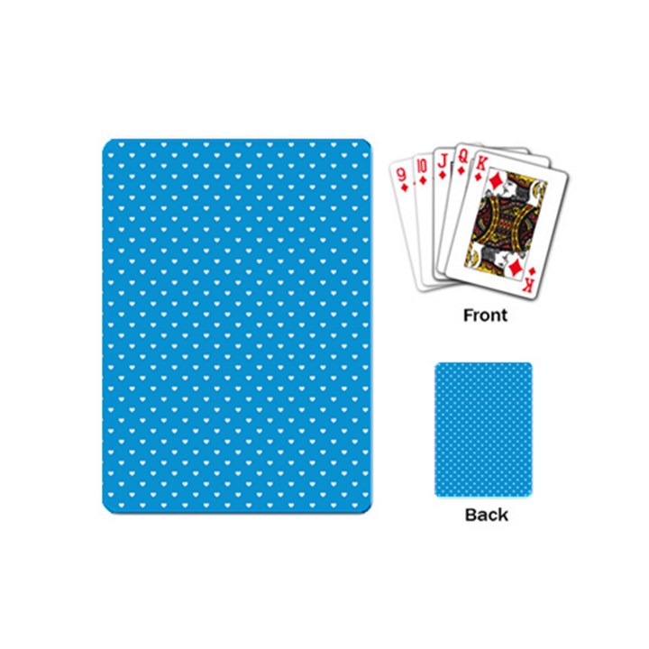 Mini White Love Hearts on  Oktoberfest Bavarian Blue Playing Cards (Mini)