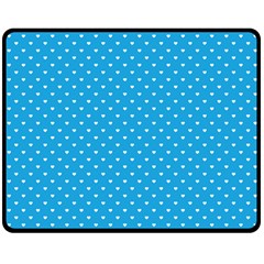 Mini White Love Hearts On  Oktoberfest Bavarian Blue Double Sided Fleece Blanket (medium)  by PodArtist