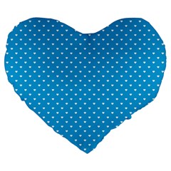 Mini White Love Hearts On  Oktoberfest Bavarian Blue Large 19  Premium Flano Heart Shape Cushions by PodArtist