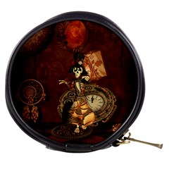 Funny Steampunk Skeleton, Clocks And Gears Mini Makeup Bag by FantasyWorld7