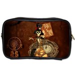 Funny Steampunk Skeleton, Clocks And Gears Toiletries Bag (Two Sides) Front