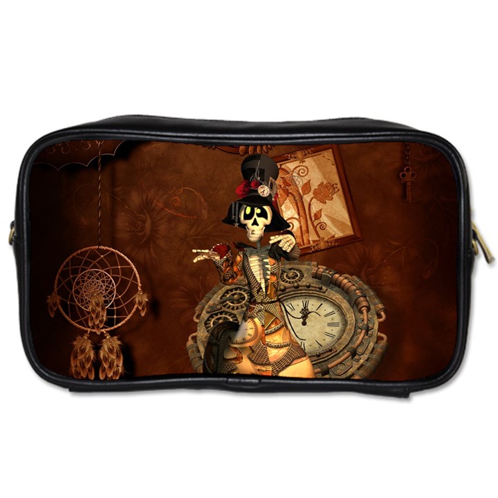 Funny Steampunk Skeleton, Clocks And Gears Toiletries Bag (Two Sides)