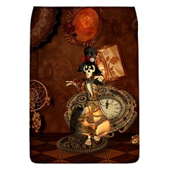 Funny Steampunk Skeleton, Clocks And Gears Removable Flap Cover (l) by FantasyWorld7