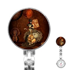 Funny Steampunk Skeleton, Clocks And Gears Stainless Steel Nurses Watch by FantasyWorld7