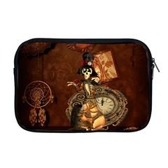 Funny Steampunk Skeleton, Clocks And Gears Apple Macbook Pro 17  Zipper Case by FantasyWorld7