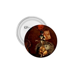 Funny Steampunk Skeleton, Clocks And Gears 1 75  Buttons by FantasyWorld7