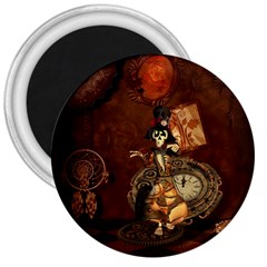 Funny Steampunk Skeleton, Clocks And Gears 3  Magnets by FantasyWorld7