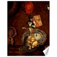 Funny Steampunk Skeleton, Clocks And Gears Canvas 12  X 16 