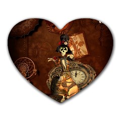 Funny Steampunk Skeleton, Clocks And Gears Heart Mousepads by FantasyWorld7