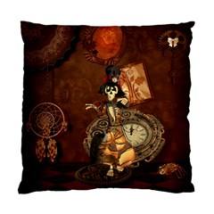 Funny Steampunk Skeleton, Clocks And Gears Standard Cushion Case (two Sides) by FantasyWorld7