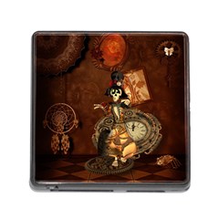 Funny Steampunk Skeleton, Clocks And Gears Memory Card Reader (square 5 Slot) by FantasyWorld7