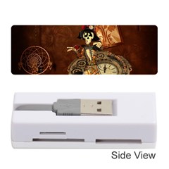 Funny Steampunk Skeleton, Clocks And Gears Memory Card Reader (stick) by FantasyWorld7