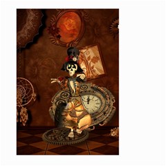 Funny Steampunk Skeleton, Clocks And Gears Large Garden Flag (two Sides) by FantasyWorld7