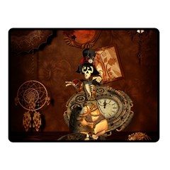 Funny Steampunk Skeleton, Clocks And Gears Double Sided Fleece Blanket (small)  by FantasyWorld7