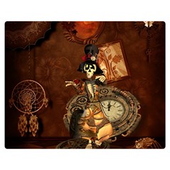 Funny Steampunk Skeleton, Clocks And Gears Double Sided Flano Blanket (medium) 