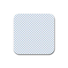 Oktoberfest Bavarian Blue Mini Love Hearts On White Rubber Square Coaster (4 Pack)  by PodArtist