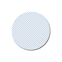 Oktoberfest Bavarian Blue Mini Love Hearts On White Rubber Coaster (round)  by PodArtist