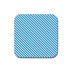 Oktoberfest Bavarian Blue And White Small Candy Cane Stripes Rubber Coaster (square)  by PodArtist