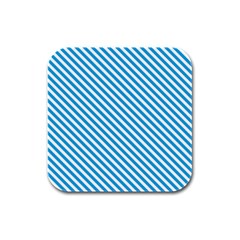 Oktoberfest Bavarian Blue And White Small Candy Cane Stripes Rubber Square Coaster (4 Pack)  by PodArtist