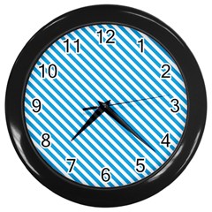 Oktoberfest Bavarian Blue And White Small Candy Cane Stripes Wall Clock (black) by PodArtist